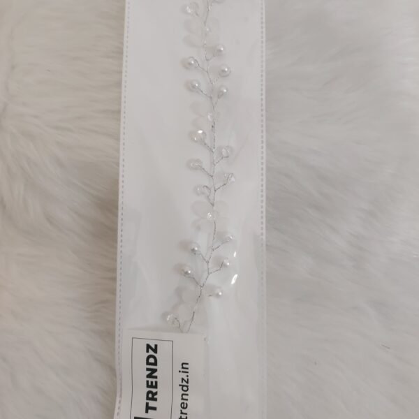 Crystal & Pearl Tiara - Single Line - white-2